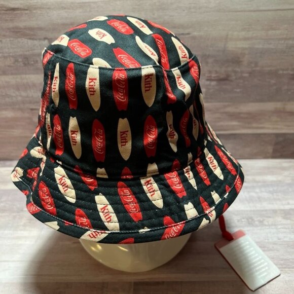 Kith x Coca-Cola Collaboration Bucket Hat Red & Black Pattern With Logo Design - Picture 2 of 11